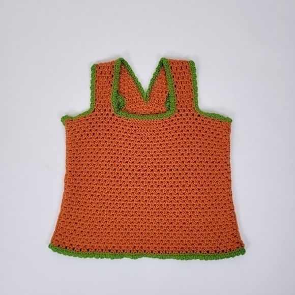*Free with Purchase* Chunky knit vest green trim sleeveless thick straps - Picture 5 of 8